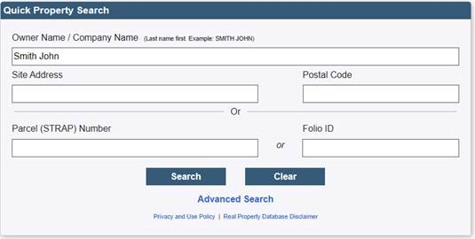 Screenshot of Quick Property Search